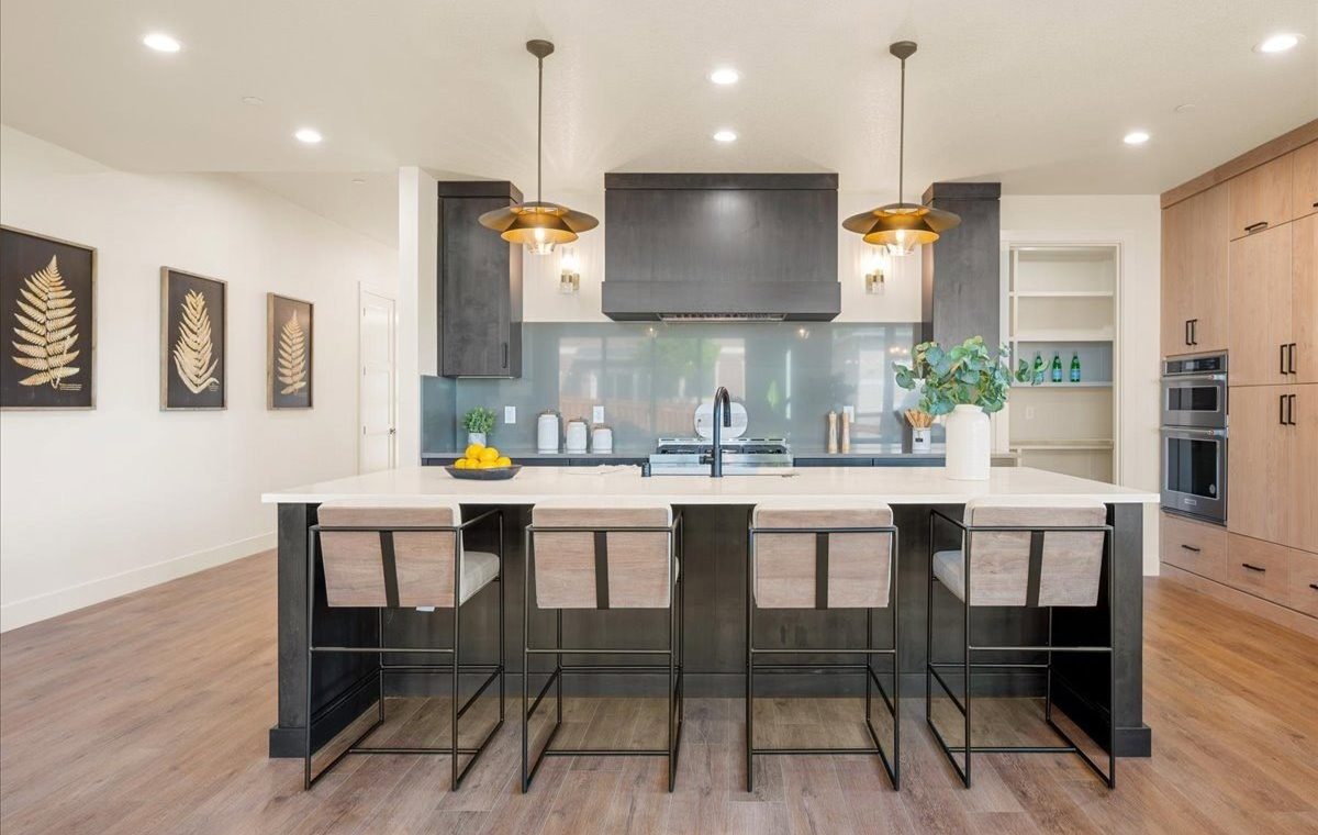 large kitchen island with stools